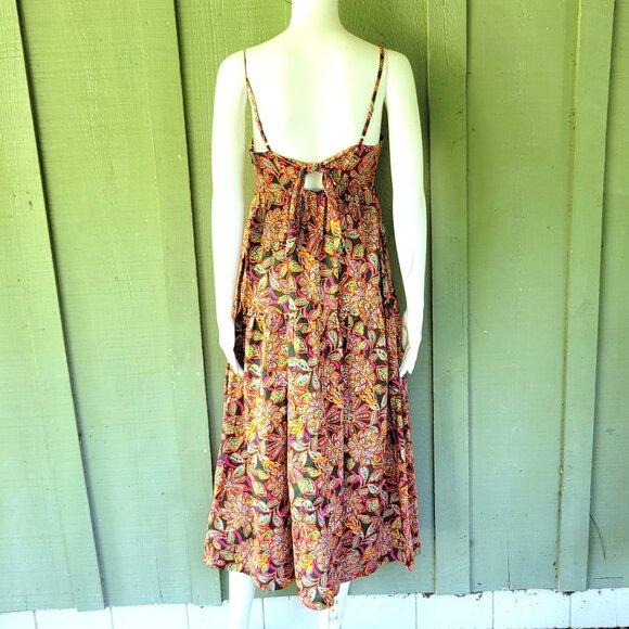 NWT J. CREW Multi-color Tie Back Cotton Maxi Dress 0 - Picture 4 of 5